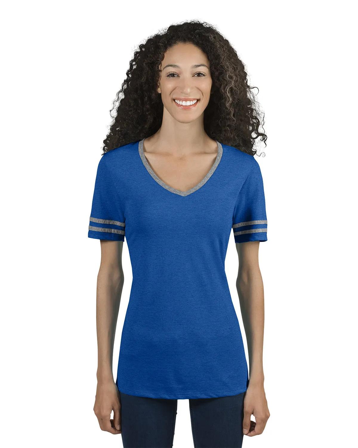 Ladies' TRI-BLEND Varsity V-Neck T-Shirt 1 of 17