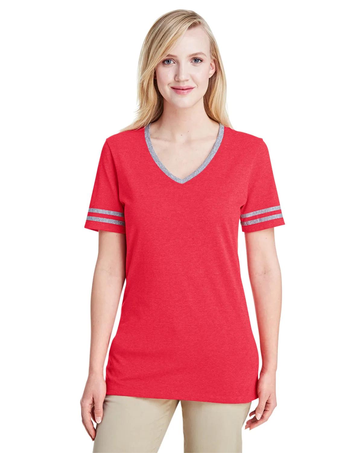 Ladies' TRI-BLEND Varsity V-Neck T-Shirt 3 of 17