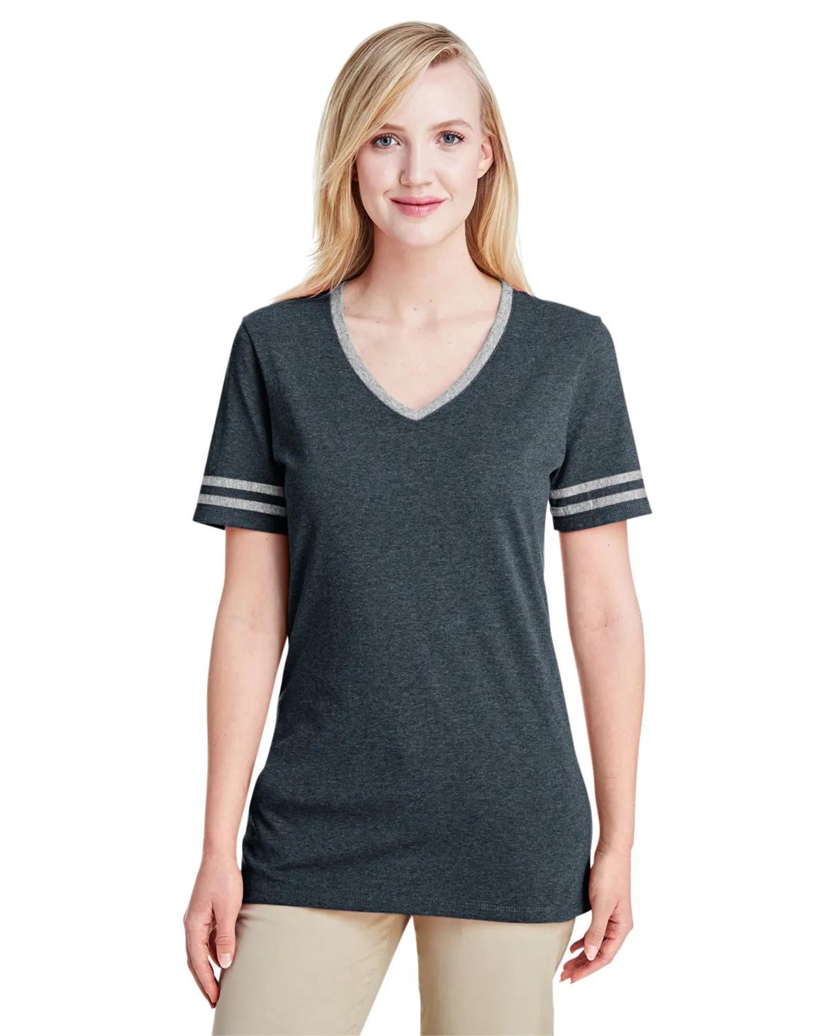 Ladies' TRI-BLEND Varsity V-Neck T-Shirt 6 of 17