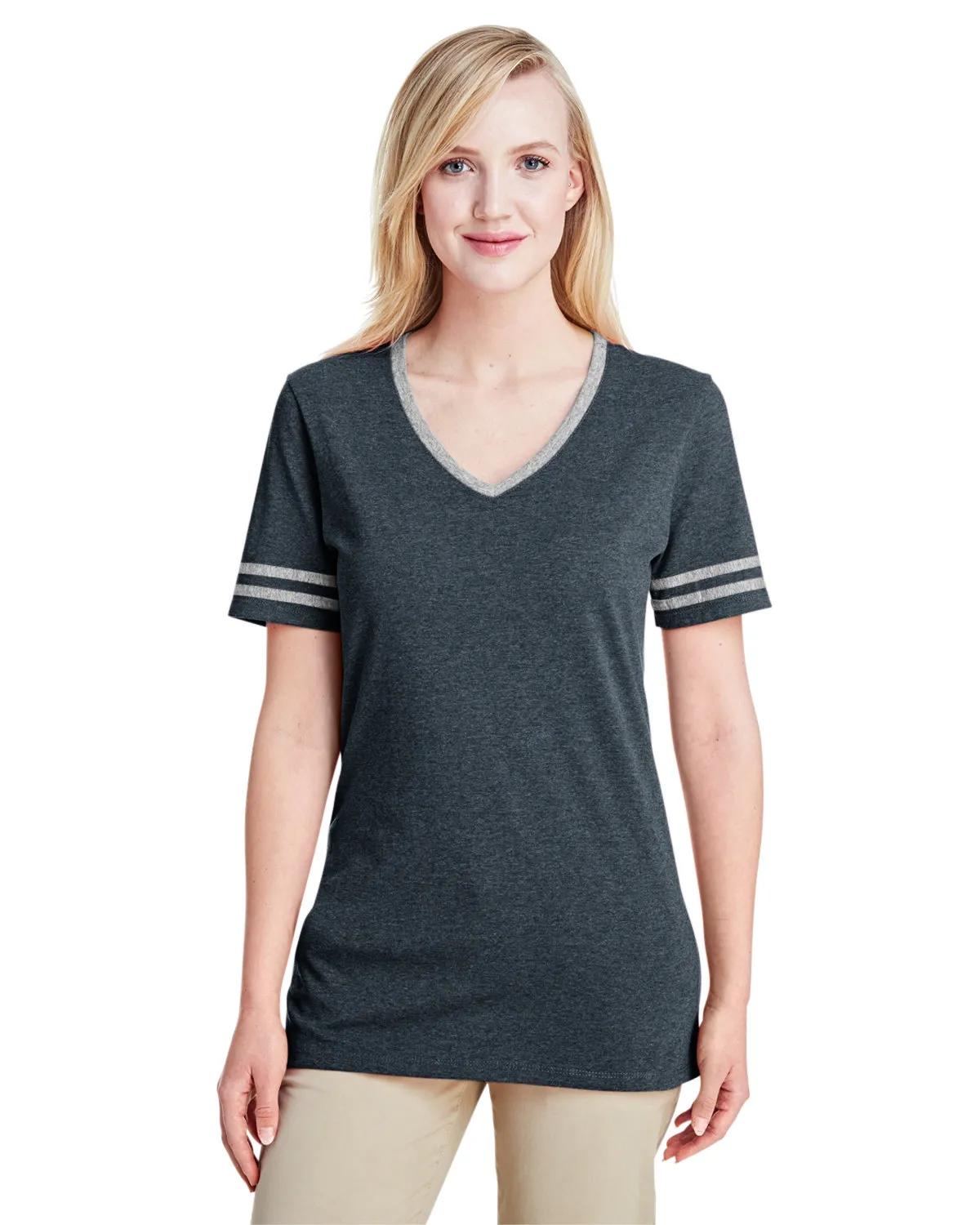 Ladies' TRI-BLEND Varsity V-Neck T-Shirt