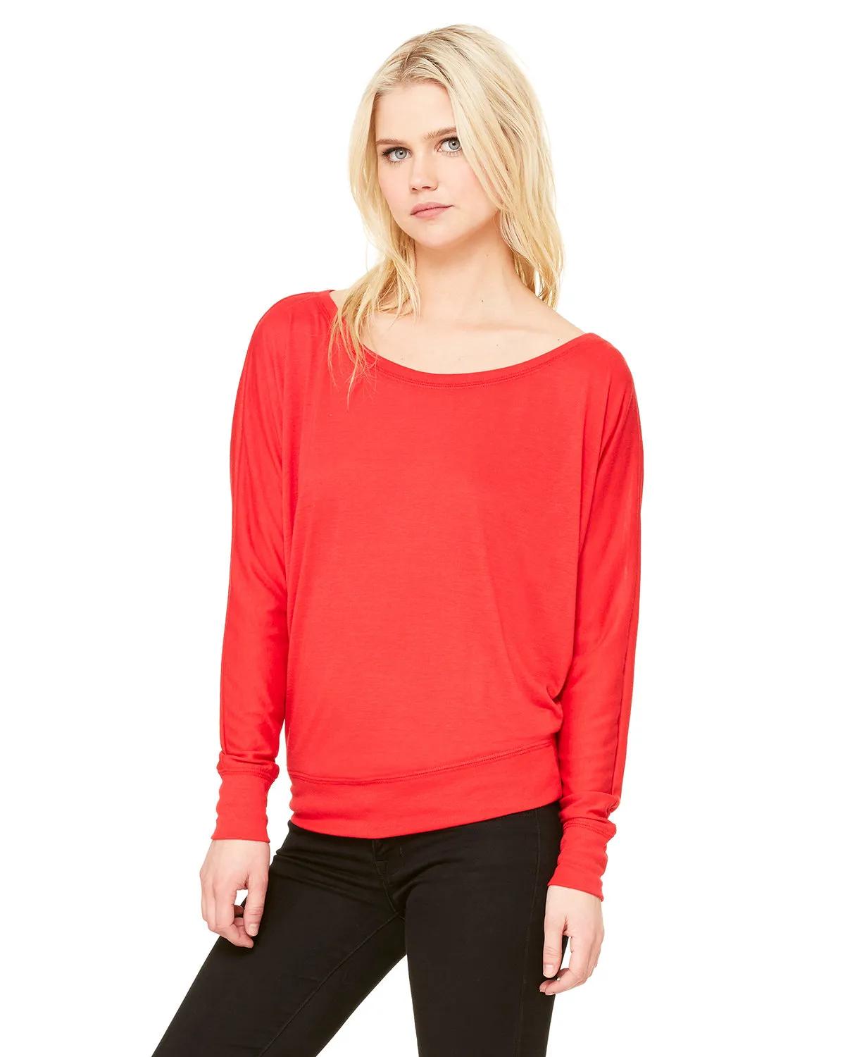 Ladies' Flowy Long-Sleeve Off Shoulder T-Shirt 44 of 45