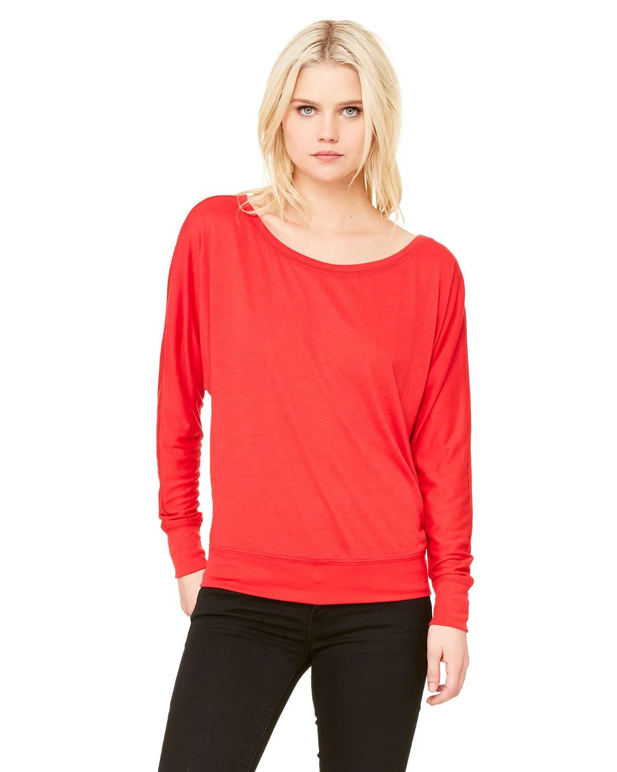 Ladies' Flowy Long-Sleeve Off Shoulder T-Shirt 2 of 45