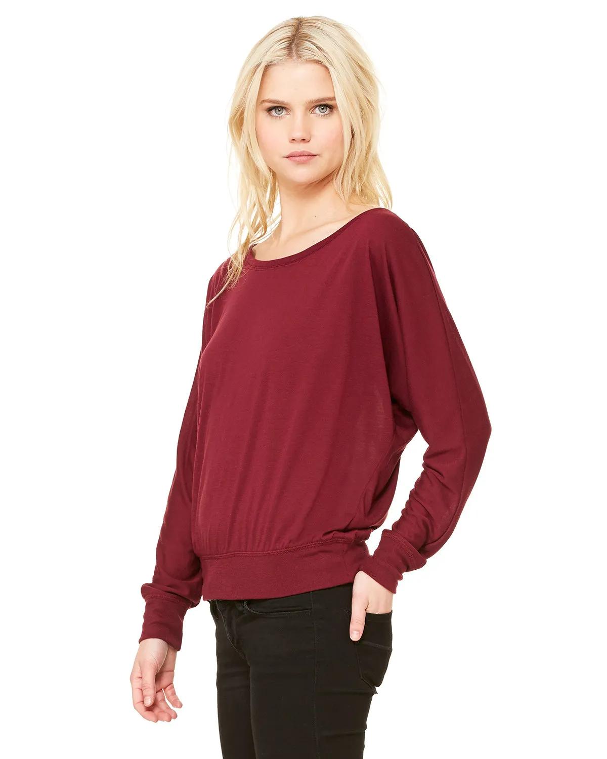 Ladies' Flowy Long-Sleeve Off Shoulder T-Shirt 17 of 45