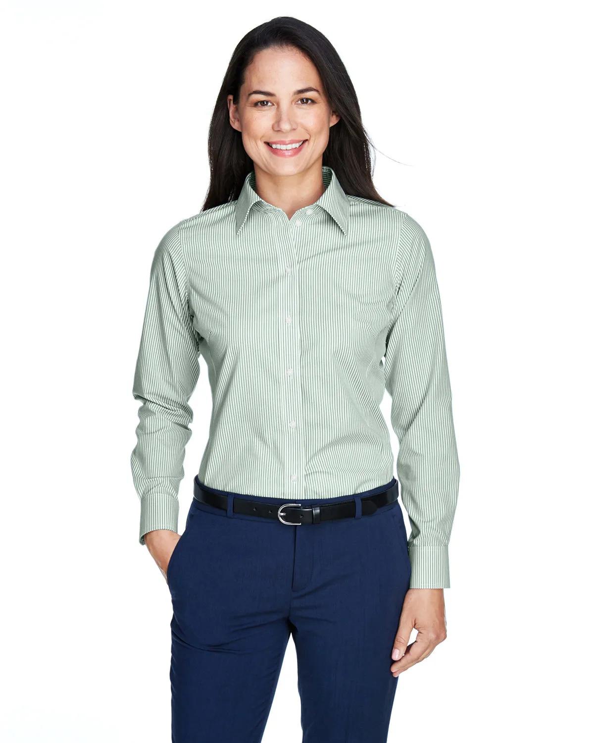 Ladies' Crown Collection® Banker Stripe Woven Shirt 2 of 32