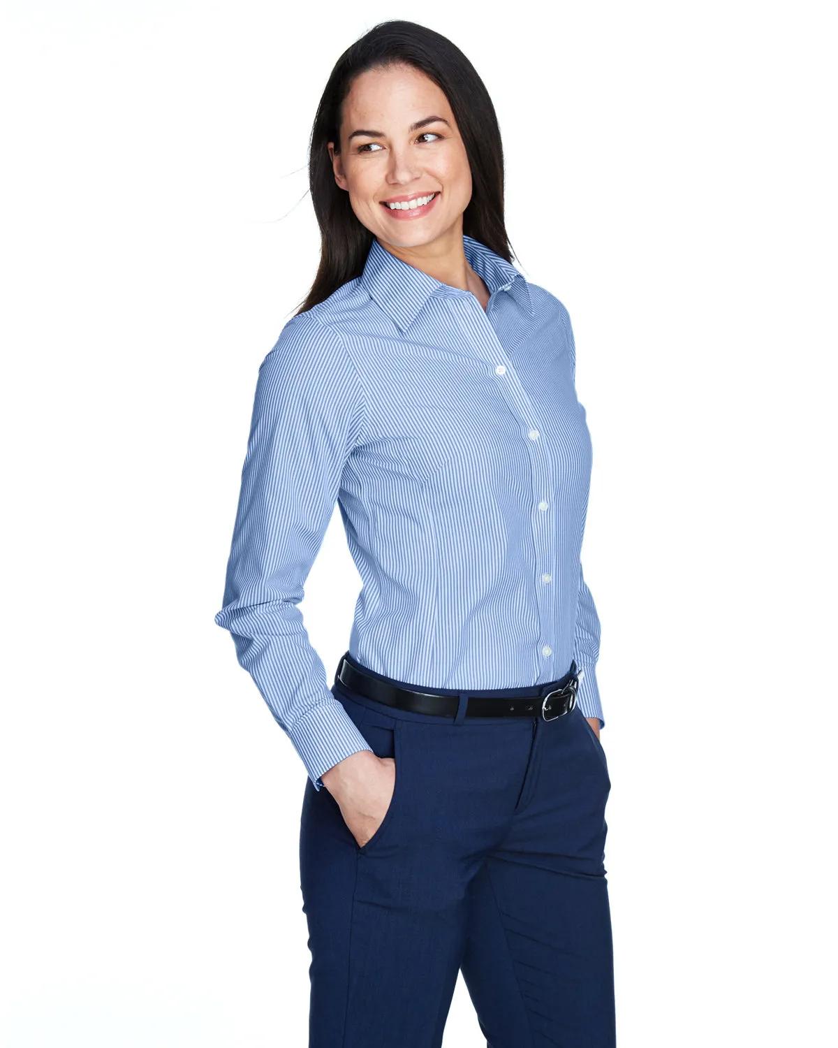 Ladies' Crown Collection® Banker Stripe Woven Shirt 18 of 32