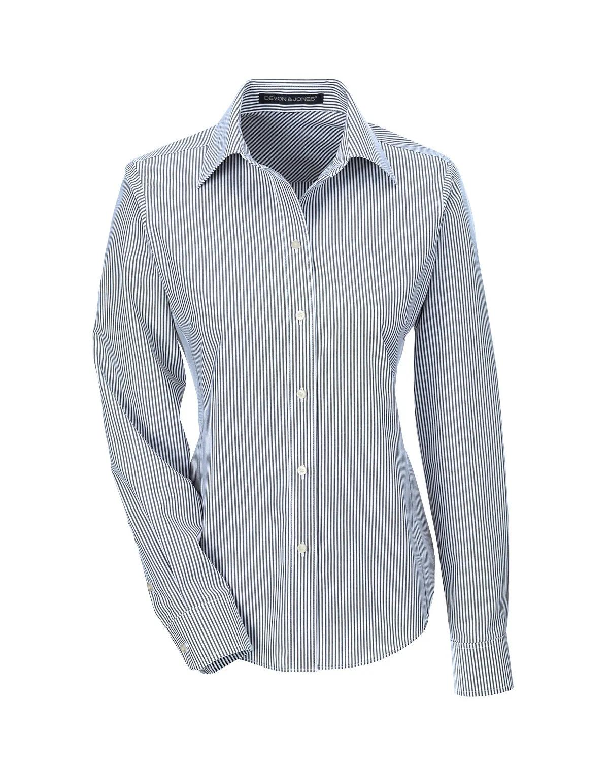 Ladies' Crown Collection® Banker Stripe Woven Shirt 17 of 32