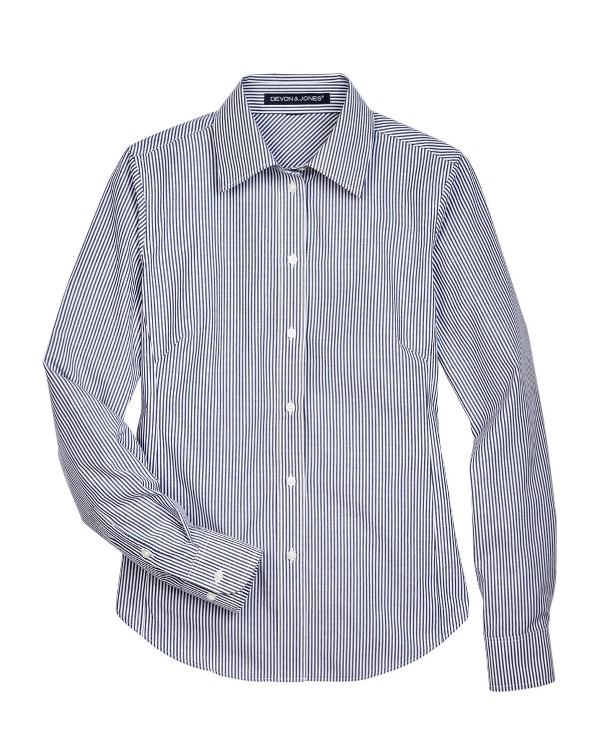 Ladies' Crown Collection® Banker Stripe Woven Shirt 15 of 32