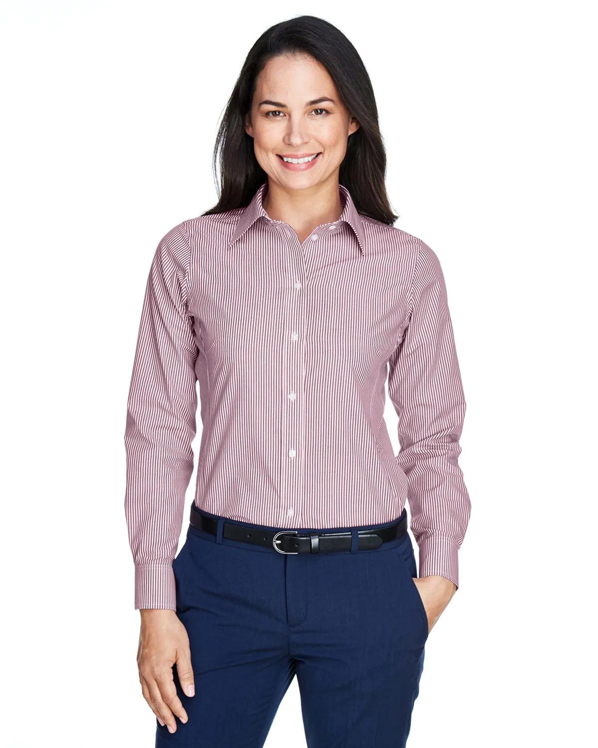 Ladies' Crown Collection® Banker Stripe Woven Shirt 3 of 32