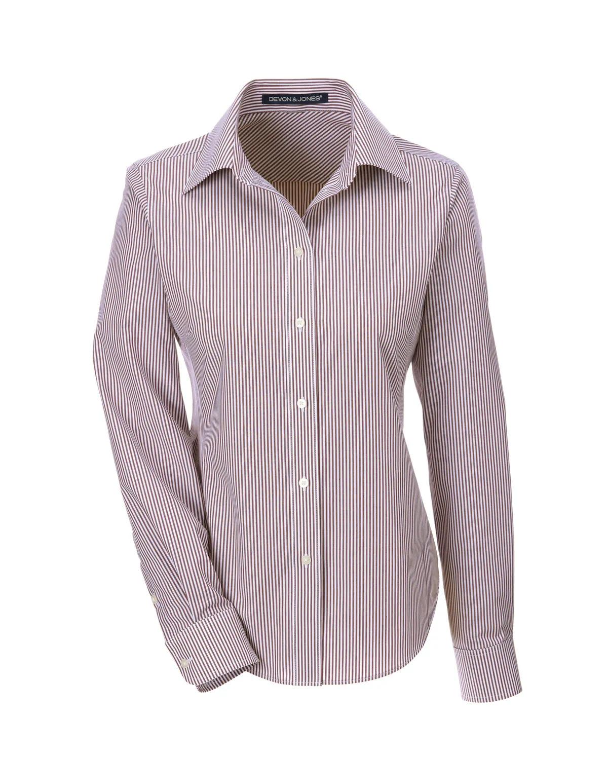 Ladies' Crown Collection® Banker Stripe Woven Shirt 28 of 32