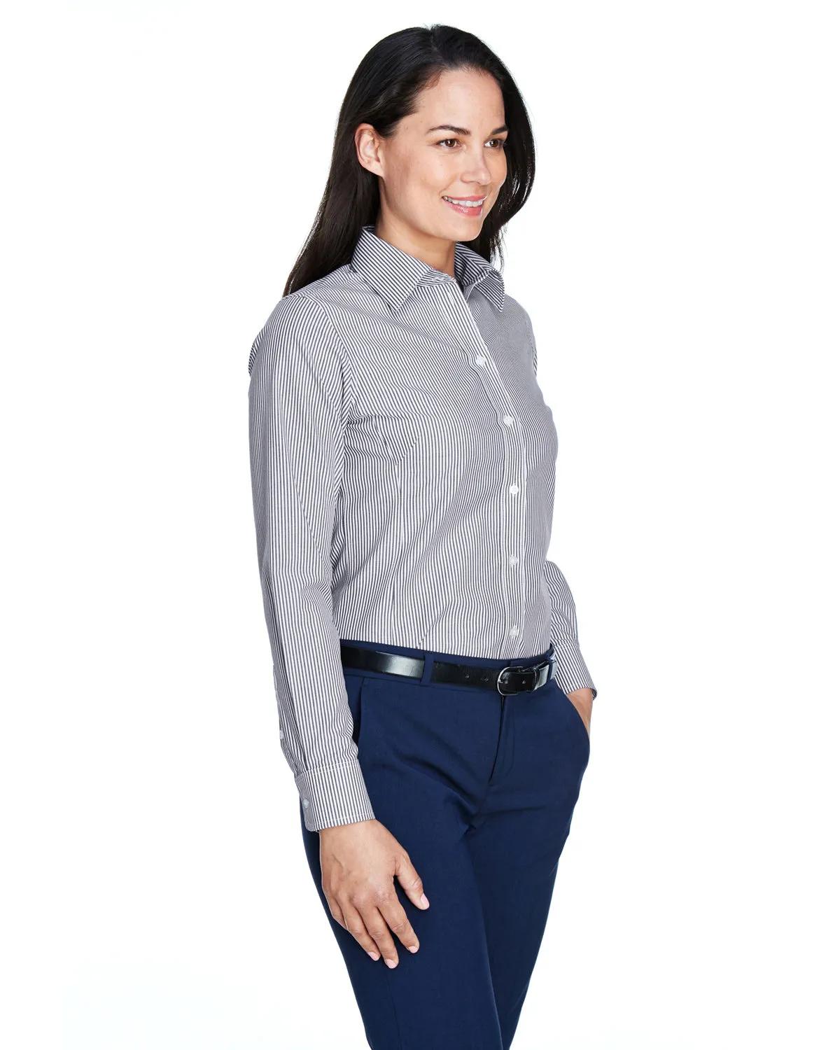 Ladies' Crown Collection® Banker Stripe Woven Shirt 7 of 32