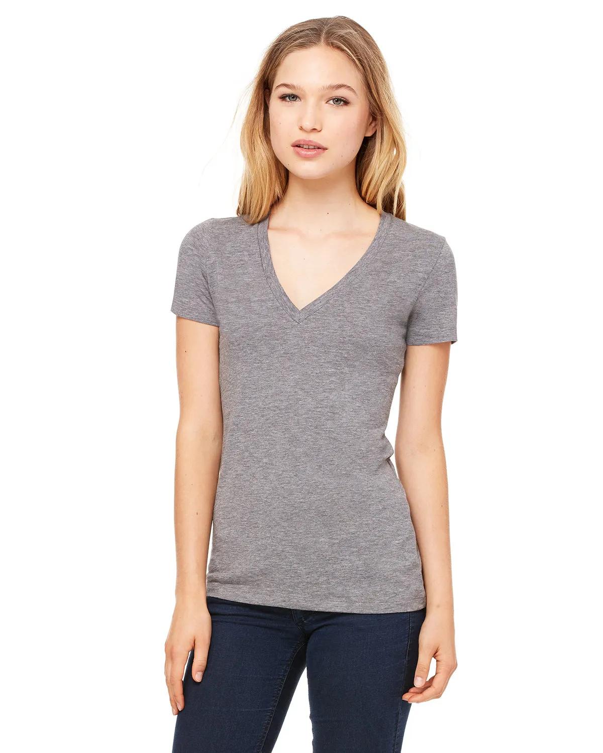 Ladies' Triblend Short-Sleeve Deep V-Neck T-Shirt 4 of 29