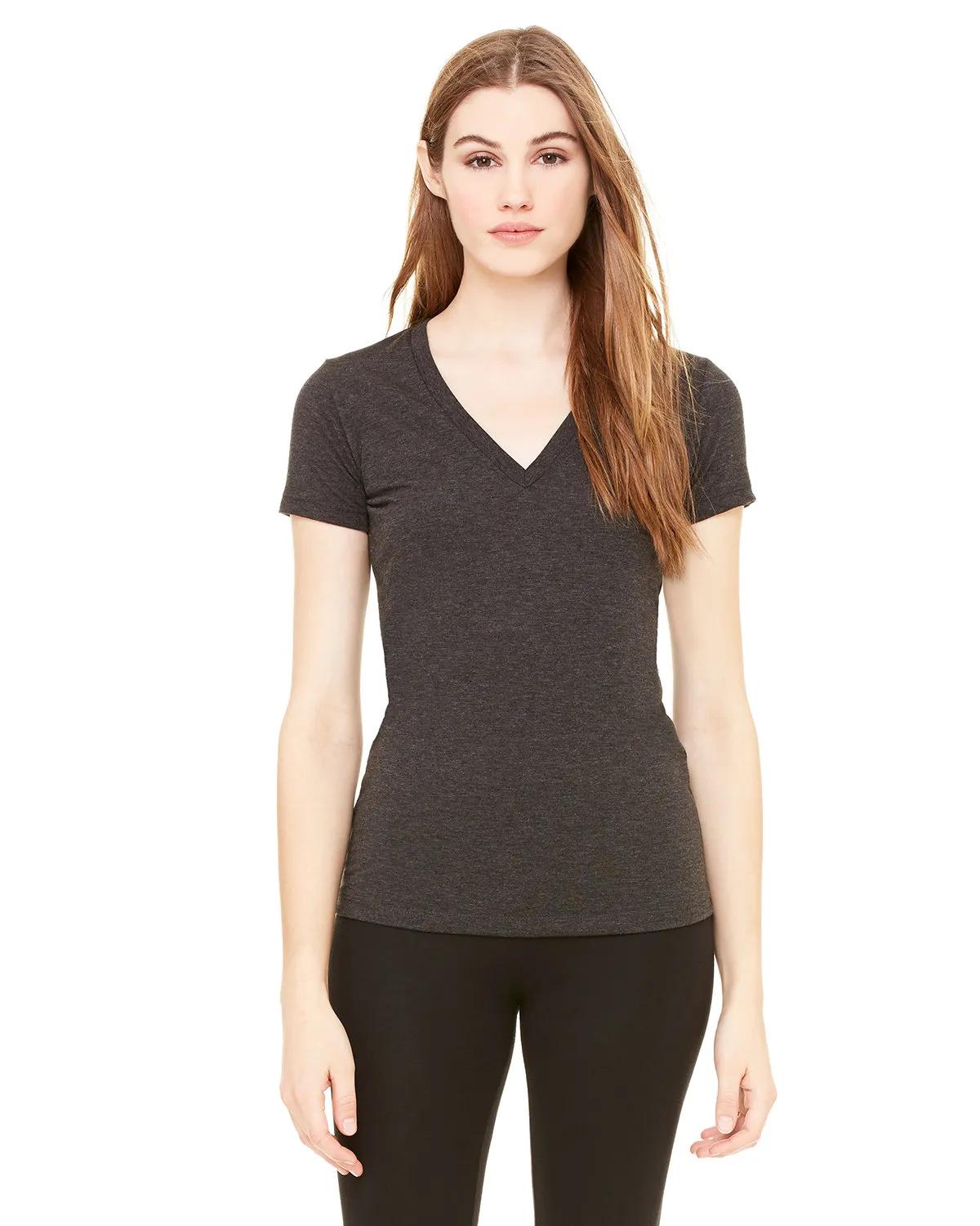 Ladies' Triblend Short-Sleeve Deep V-Neck T-Shirt 3 of 29