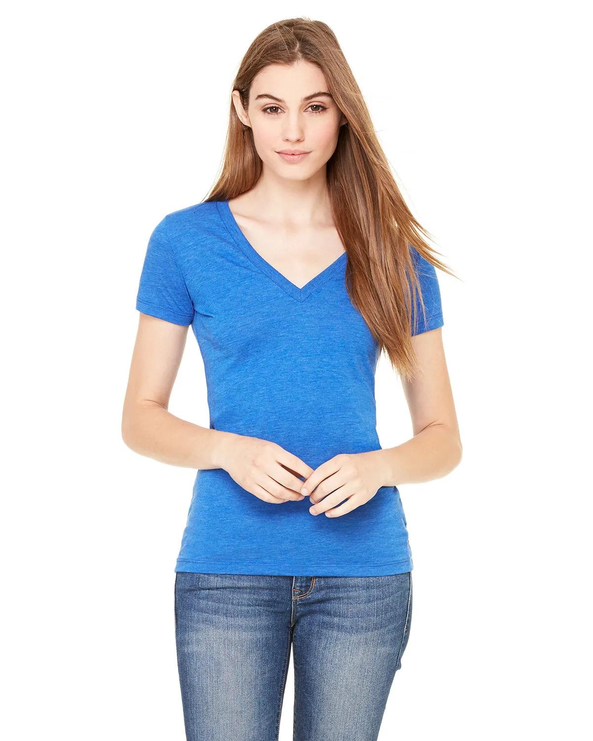 Ladies' Triblend Short-Sleeve Deep V-Neck T-Shirt 4 of 29