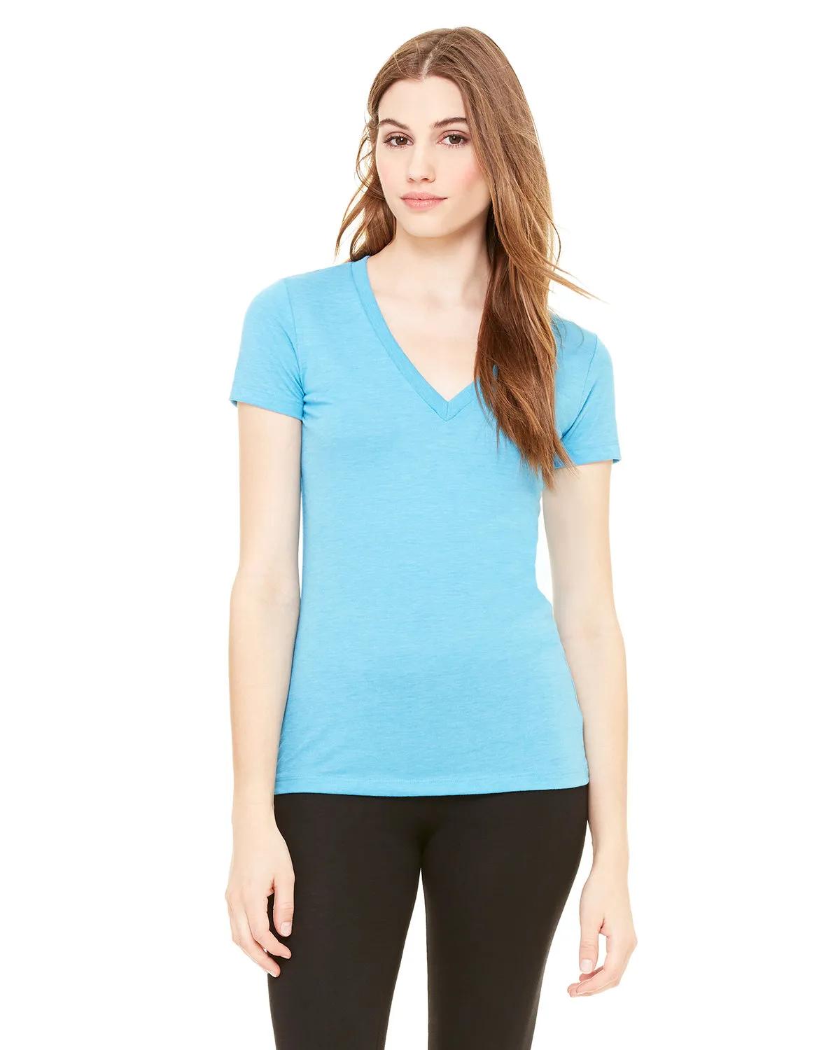 Ladies' Triblend Short-Sleeve Deep V-Neck T-Shirt 9 of 29