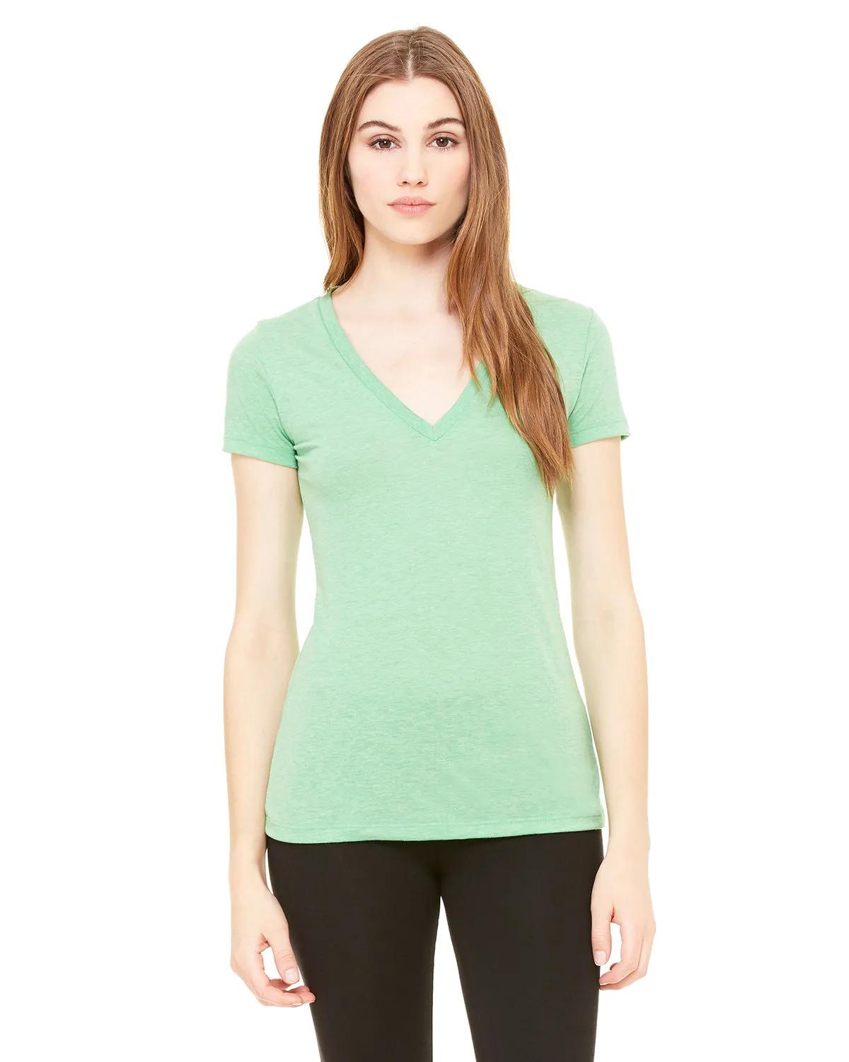 Ladies' Triblend Short-Sleeve Deep V-Neck T-Shirt 1 of 29