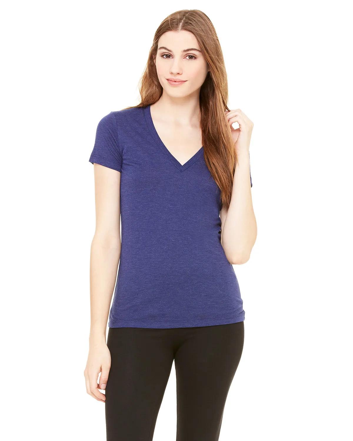 Ladies' Triblend Short-Sleeve Deep V-Neck T-Shirt 9 of 29