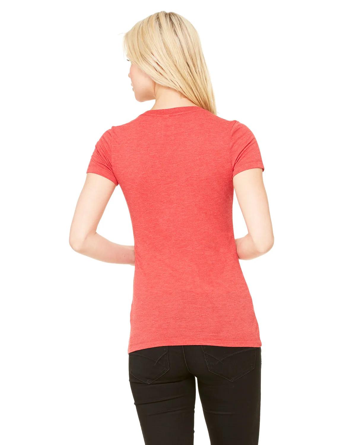 Ladies' Triblend Short-Sleeve Deep V-Neck T-Shirt 23 of 29