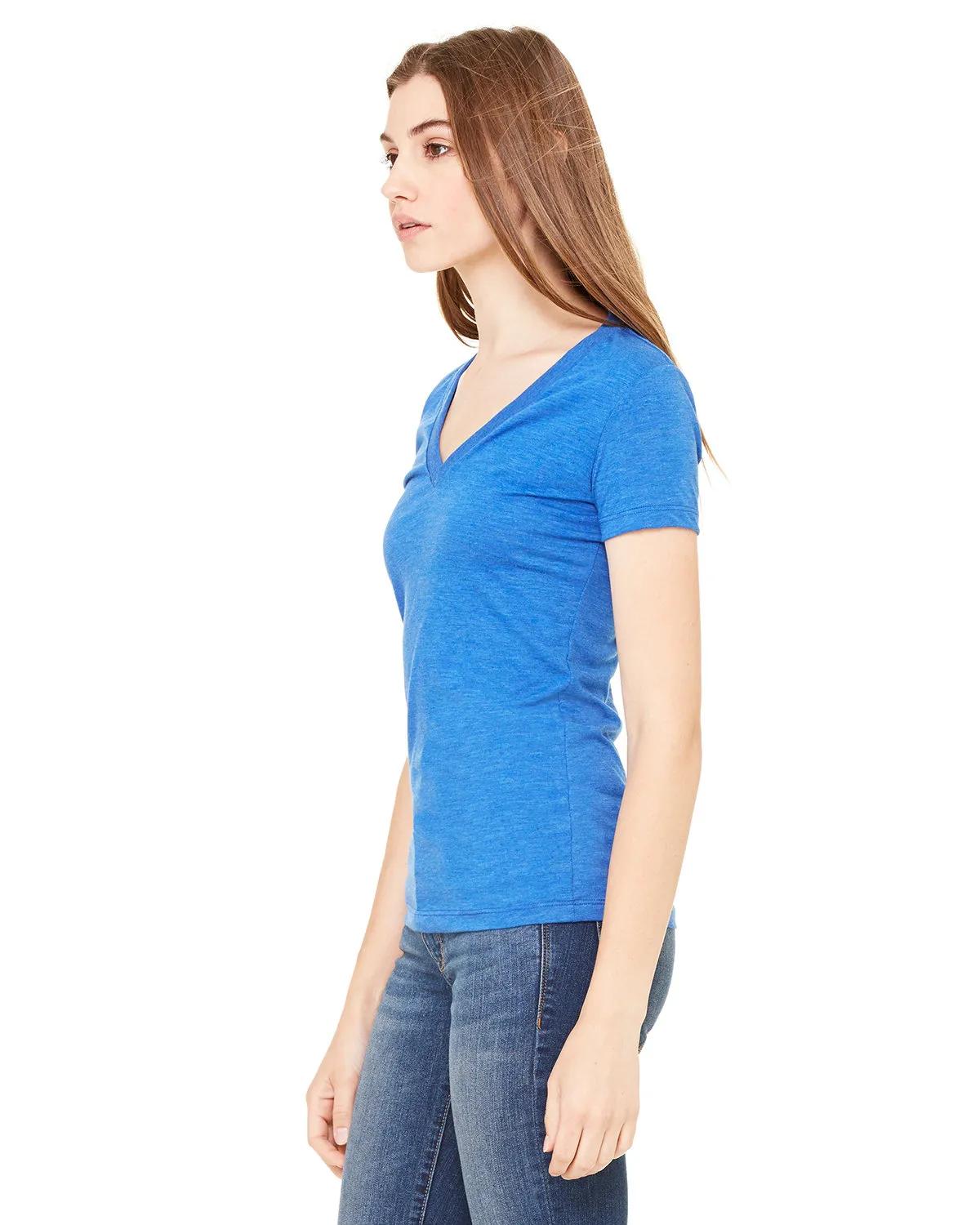 Ladies' Triblend Short-Sleeve Deep V-Neck T-Shirt 12 of 29