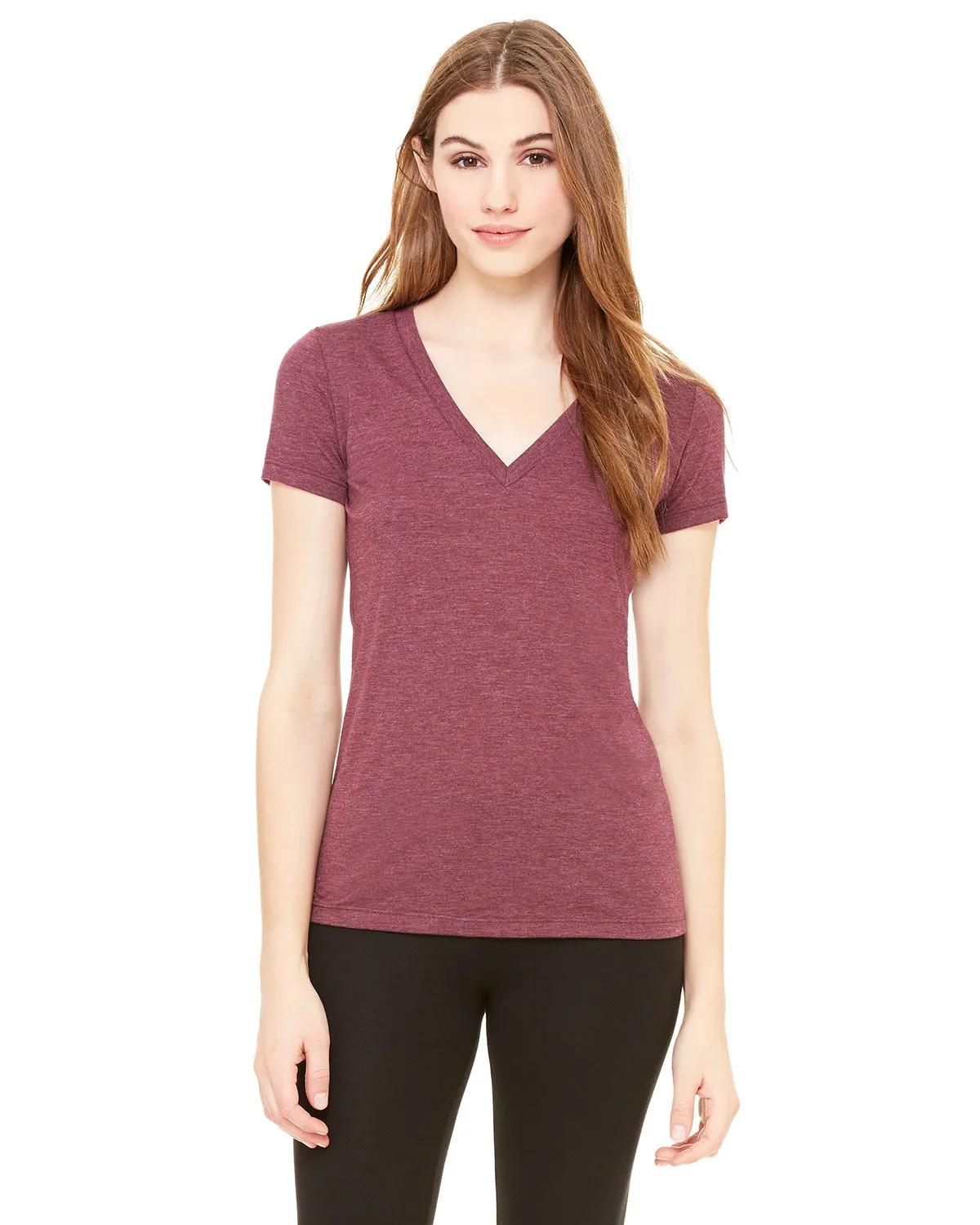 Ladies' Triblend Short-Sleeve Deep V-Neck T-Shirt