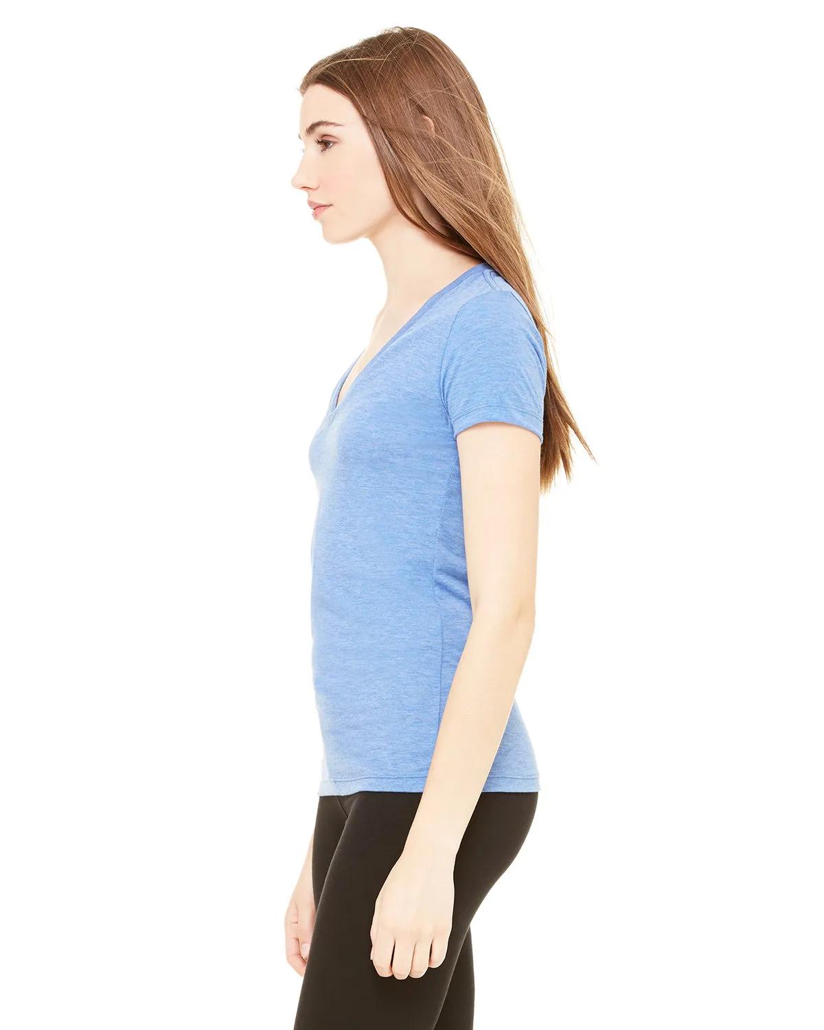 Ladies' Triblend Short-Sleeve Deep V-Neck T-Shirt 21 of 29