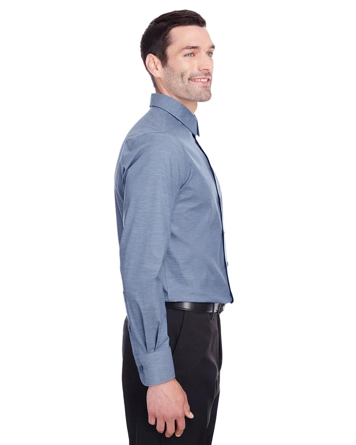 Men's Crown Collection® Stretch Pinpoint Chambray Woven Shirt 15 of 23