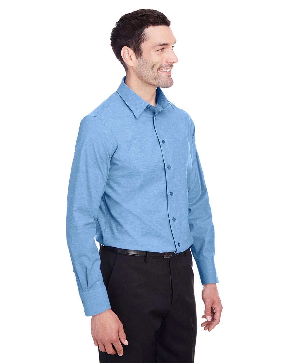 Men's Crown Collection® Stretch Pinpoint Chambray Woven Shirt 12 of 23