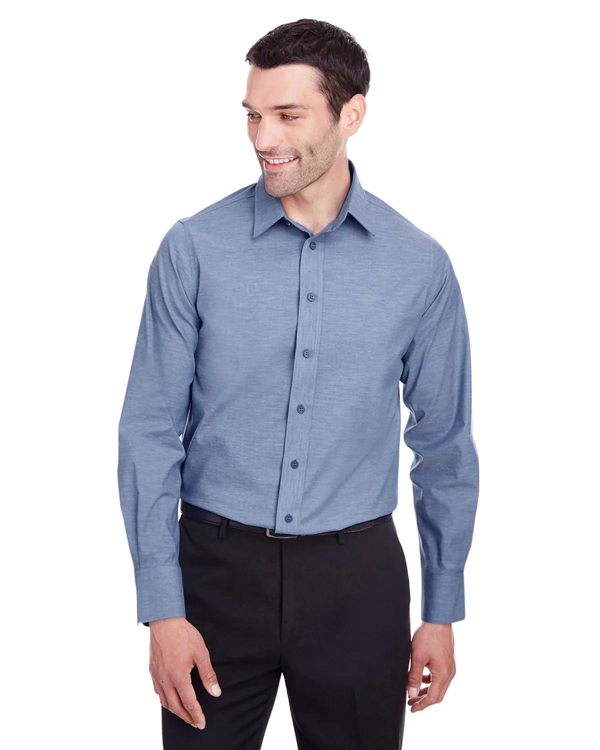 Men's Crown Collection® Stretch Pinpoint Chambray Woven Shirt 2 of 23