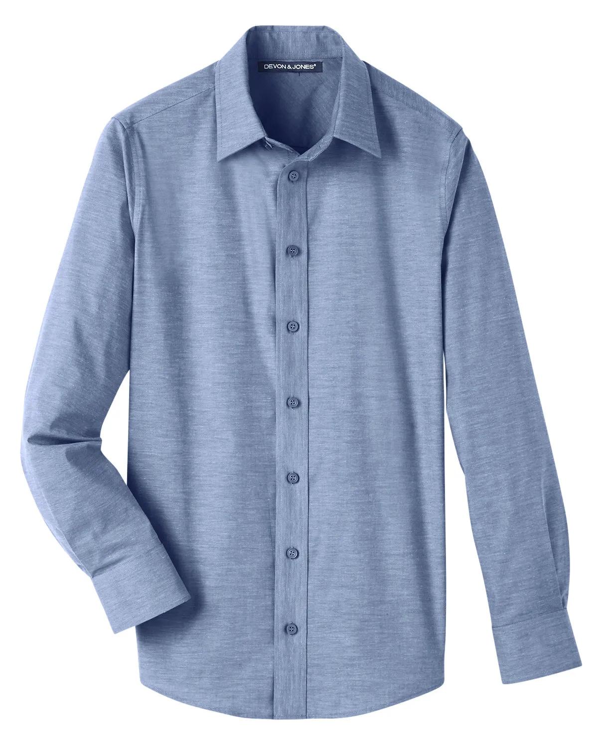 Men's Crown Collection® Stretch Pinpoint Chambray Woven Shirt 16 of 23