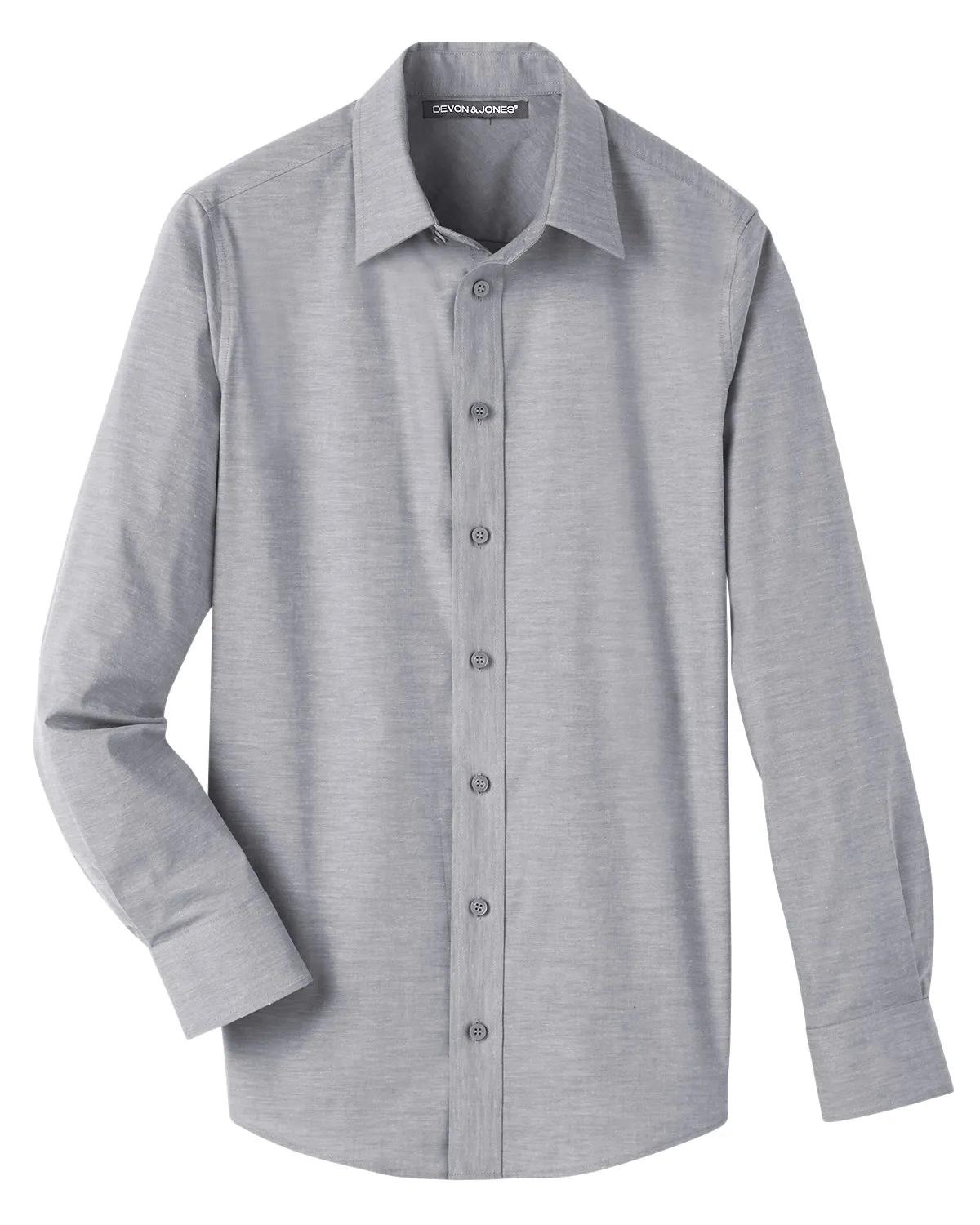 Men's Crown Collection® Stretch Pinpoint Chambray Woven Shirt 4 of 23