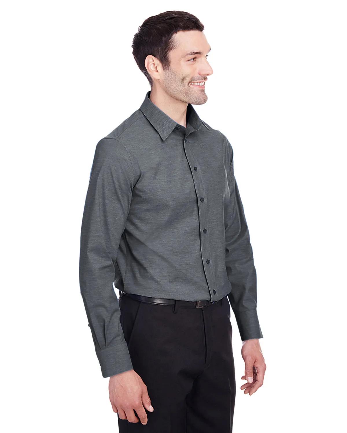 Men's Crown Collection® Stretch Pinpoint Chambray Woven Shirt 11 of 23