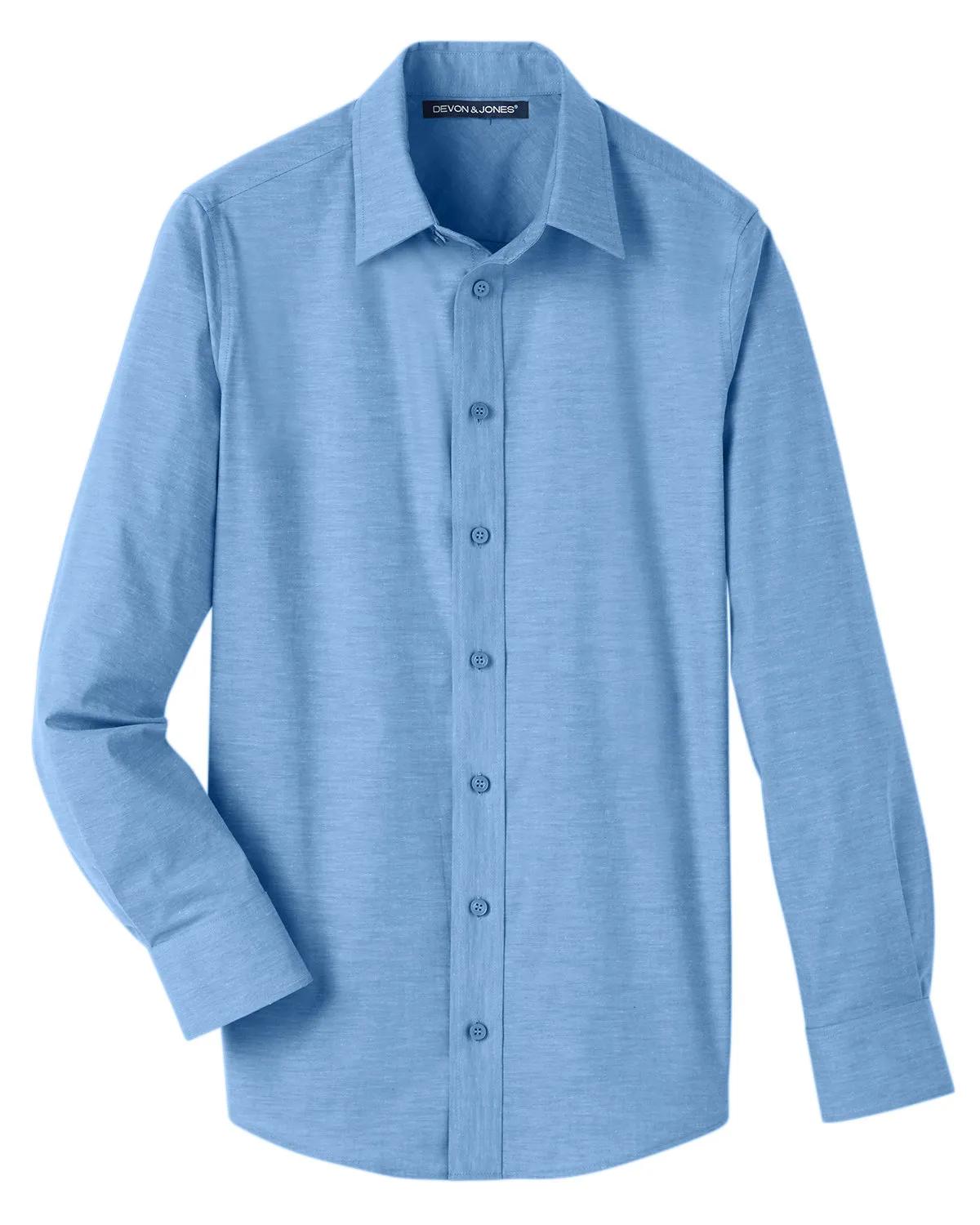 Men's Crown Collection® Stretch Pinpoint Chambray Woven Shirt 8 of 23