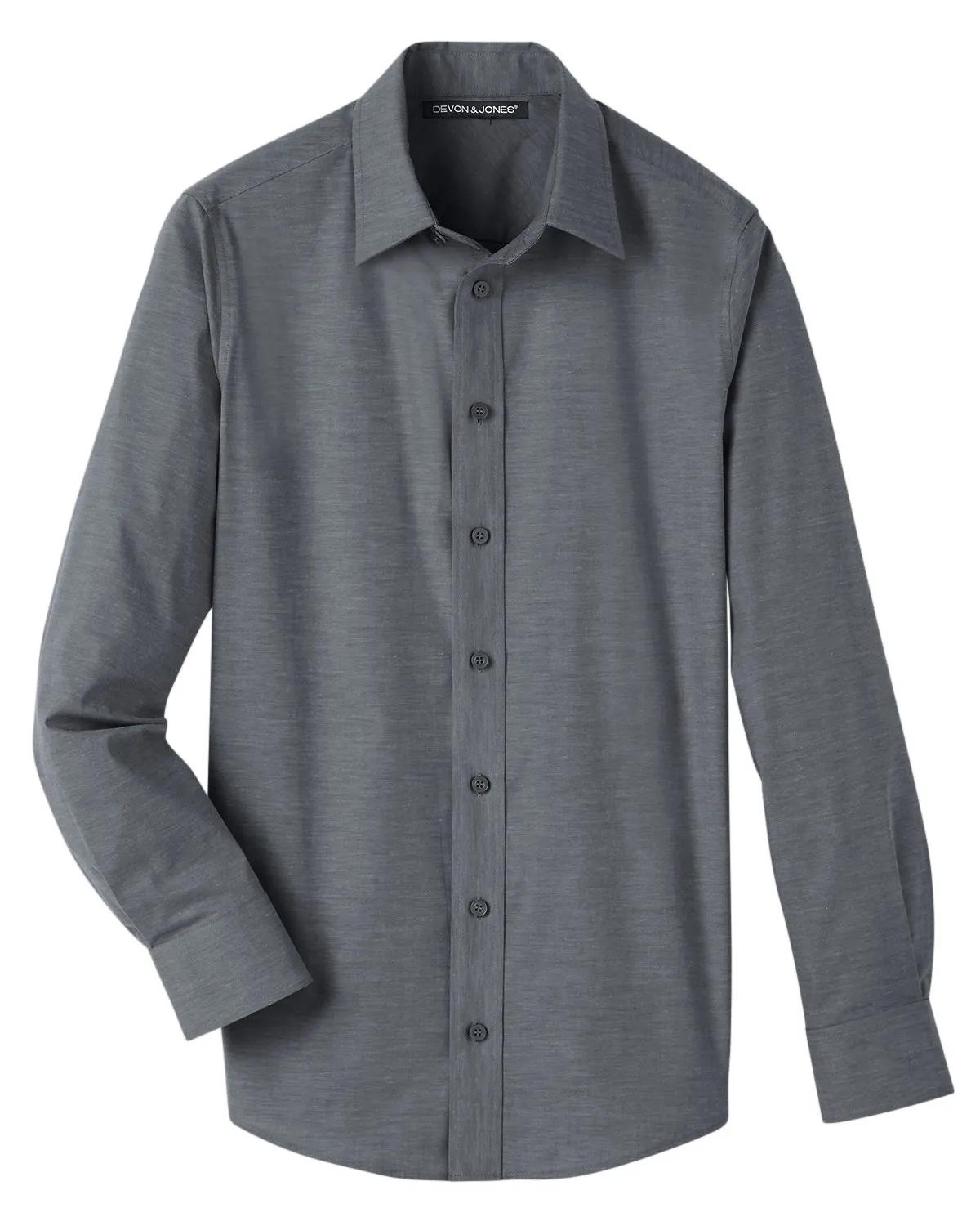 Men's Crown Collection® Stretch Pinpoint Chambray Woven Shirt 19 of 23