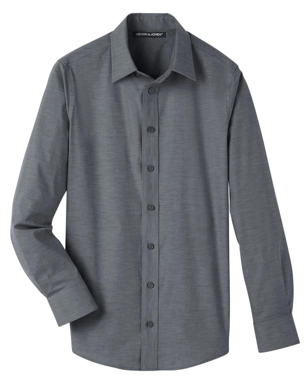 Men's Crown Collection® Stretch Pinpoint Chambray Woven Shirt 20 of 23