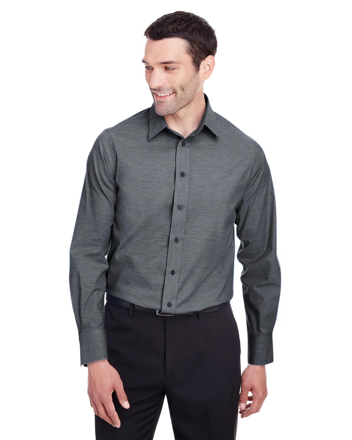 Men's Crown Collection® Stretch Pinpoint Chambray Woven Shirt 1 of 23