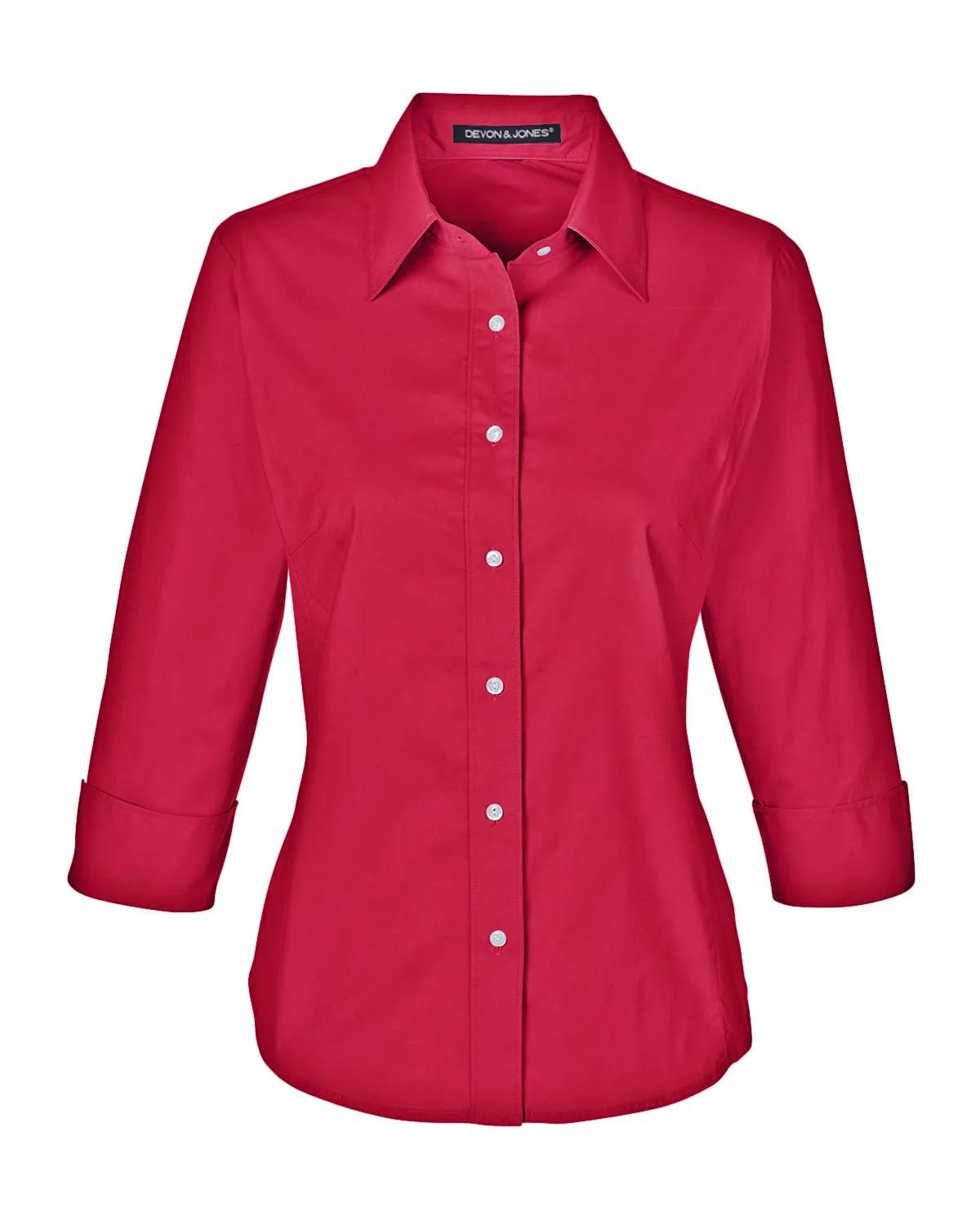 Ladies' Perfect Fit™ Three-Quarter Sleeve Stretch Poplin Blouse 22 of 48