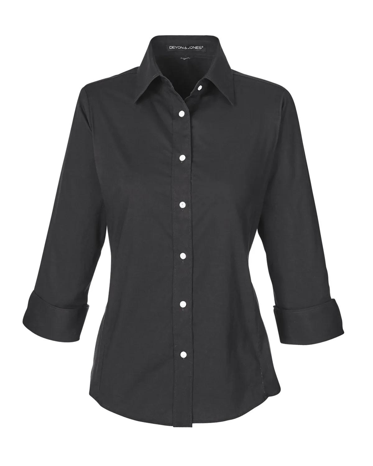 Ladies' Perfect Fit™ Three-Quarter Sleeve Stretch Poplin Blouse 18 of 48