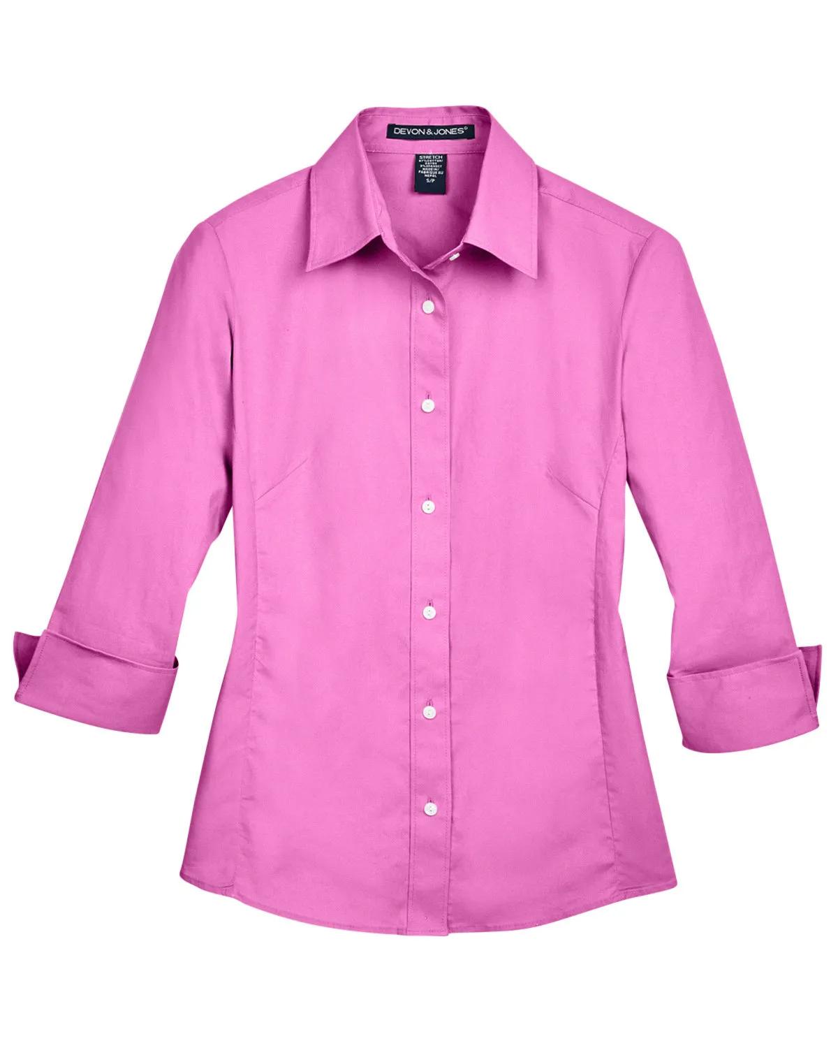 Ladies' Perfect Fit™ Three-Quarter Sleeve Stretch Poplin Blouse 38 of 48