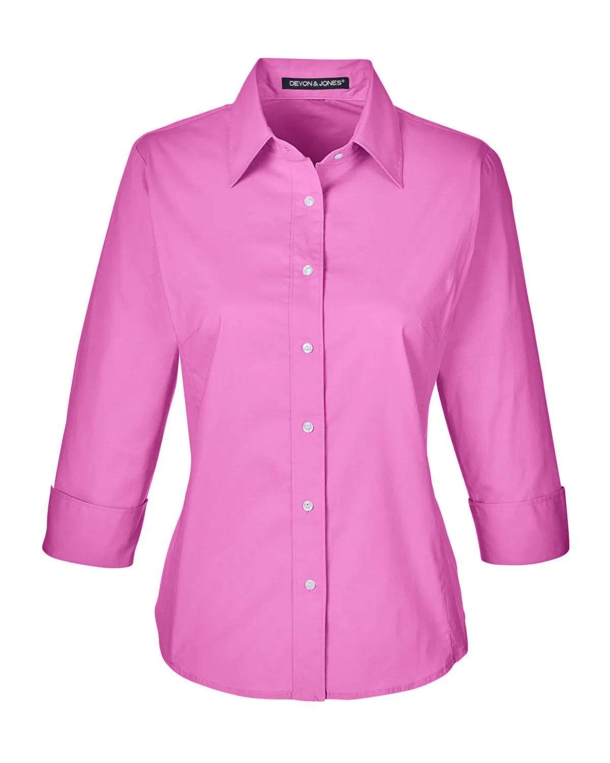 Ladies' Perfect Fit™ Three-Quarter Sleeve Stretch Poplin Blouse 39 of 48