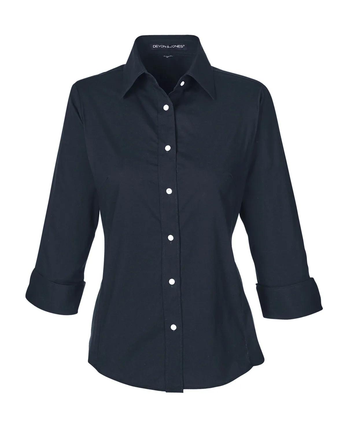 Ladies' Perfect Fit™ Three-Quarter Sleeve Stretch Poplin Blouse 36 of 48