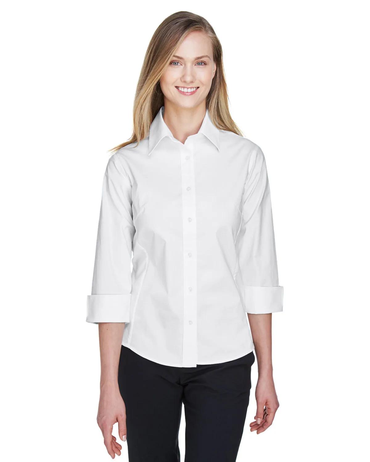 Ladies' Perfect Fit™ Three-Quarter Sleeve Stretch Poplin Blouse 1 of 48