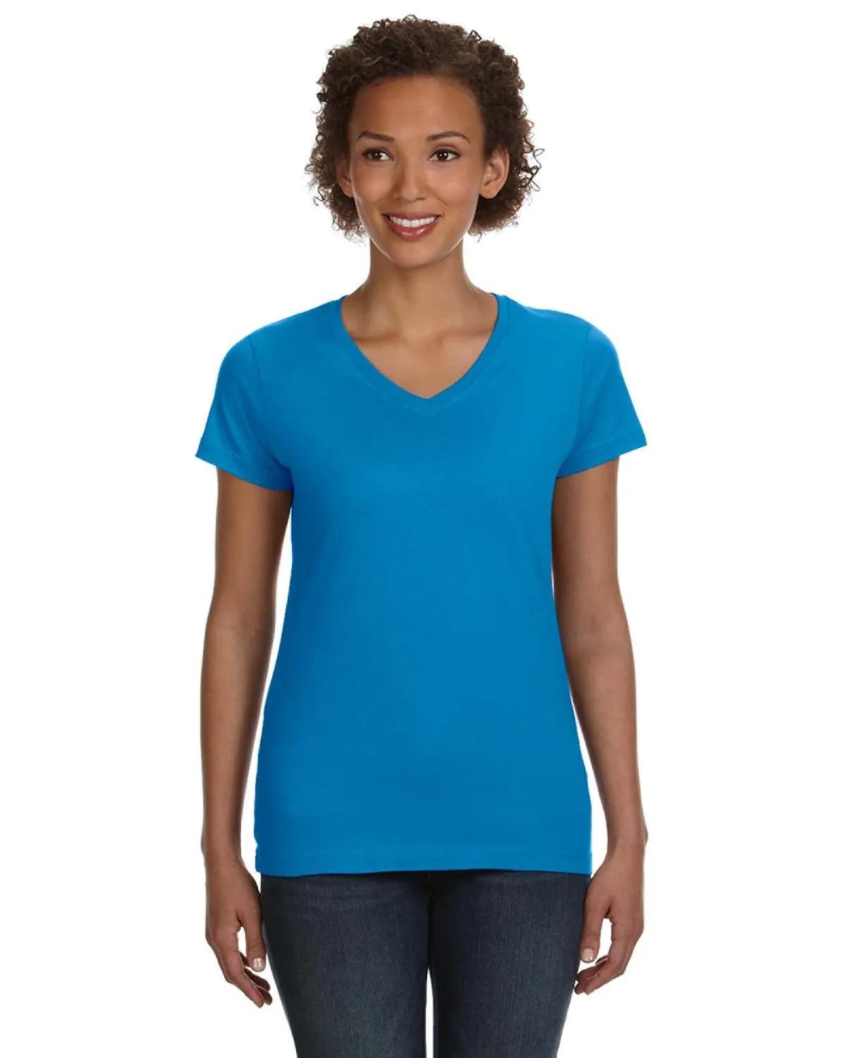 Ladies' V-Neck Fine Jersey T-Shirt 7 of 44