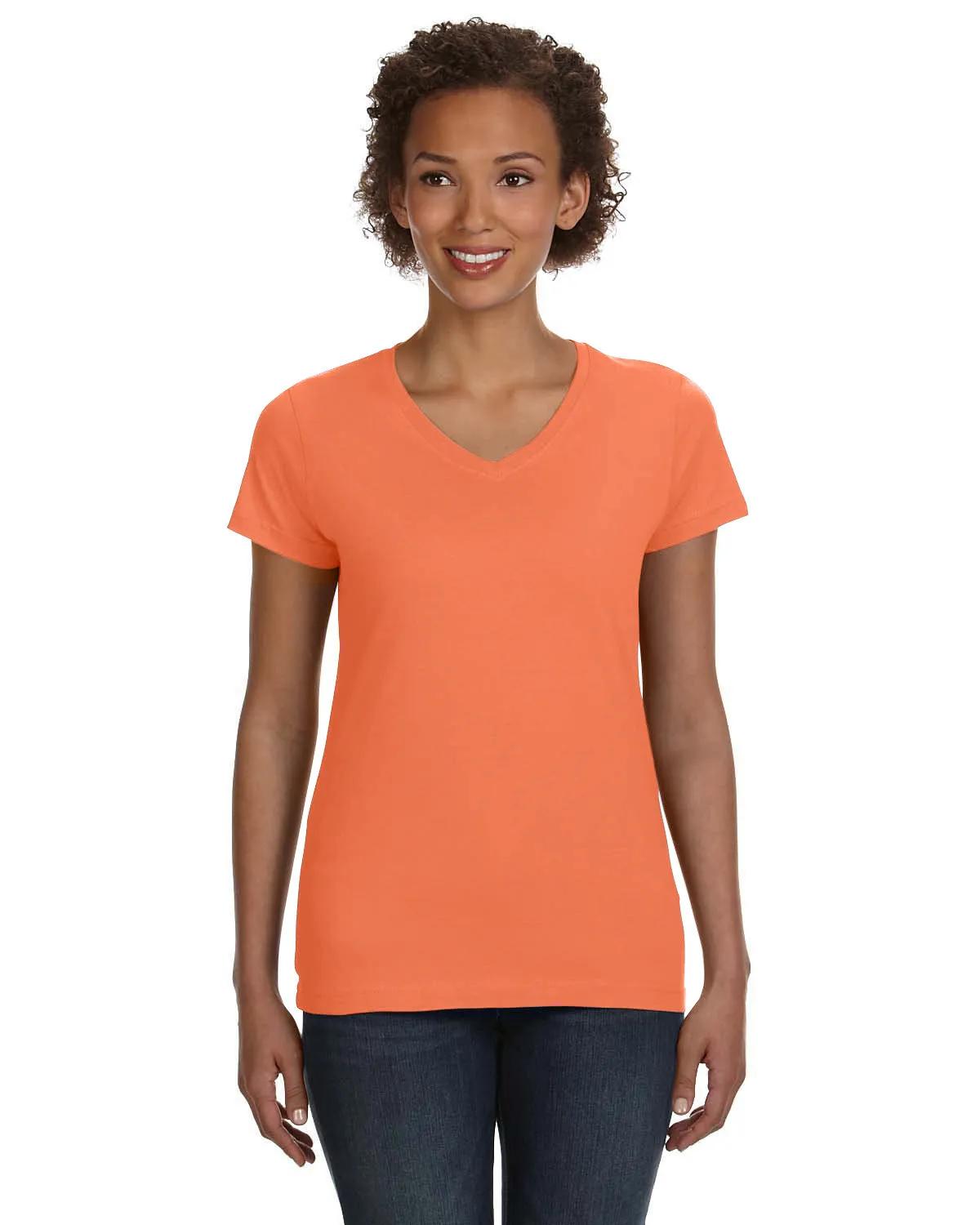 Ladies' V-Neck Fine Jersey T-Shirt 16 of 44