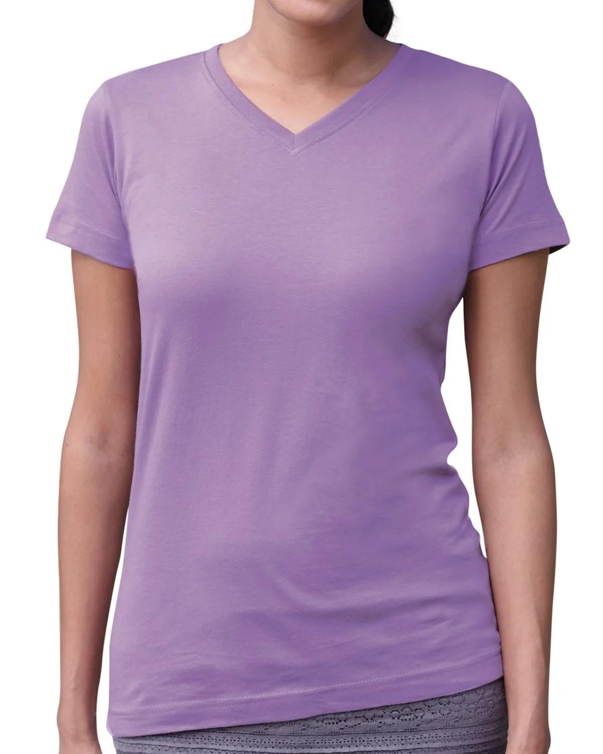 Ladies' V-Neck Fine Jersey T-Shirt 1 of 44