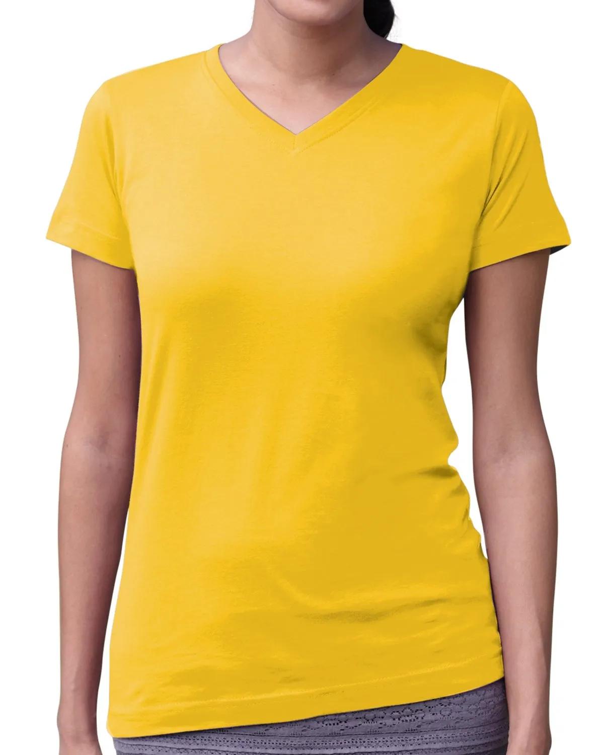 Ladies' V-Neck Fine Jersey T-Shirt 4 of 44