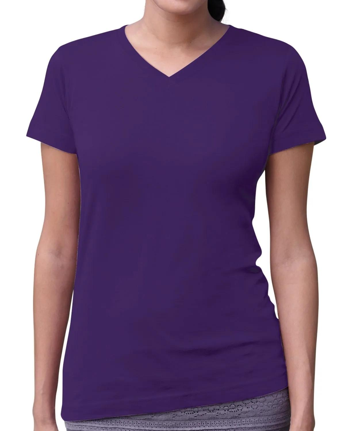 Ladies' V-Neck Fine Jersey T-Shirt 19 of 44