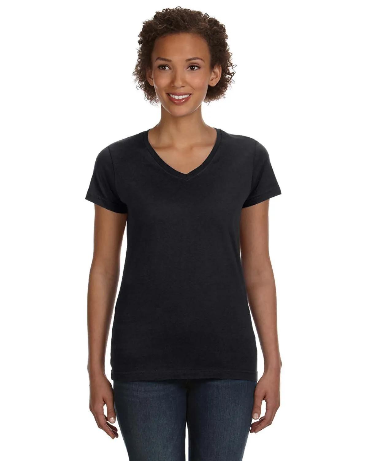 Ladies' V-Neck Fine Jersey T-Shirt 14 of 44