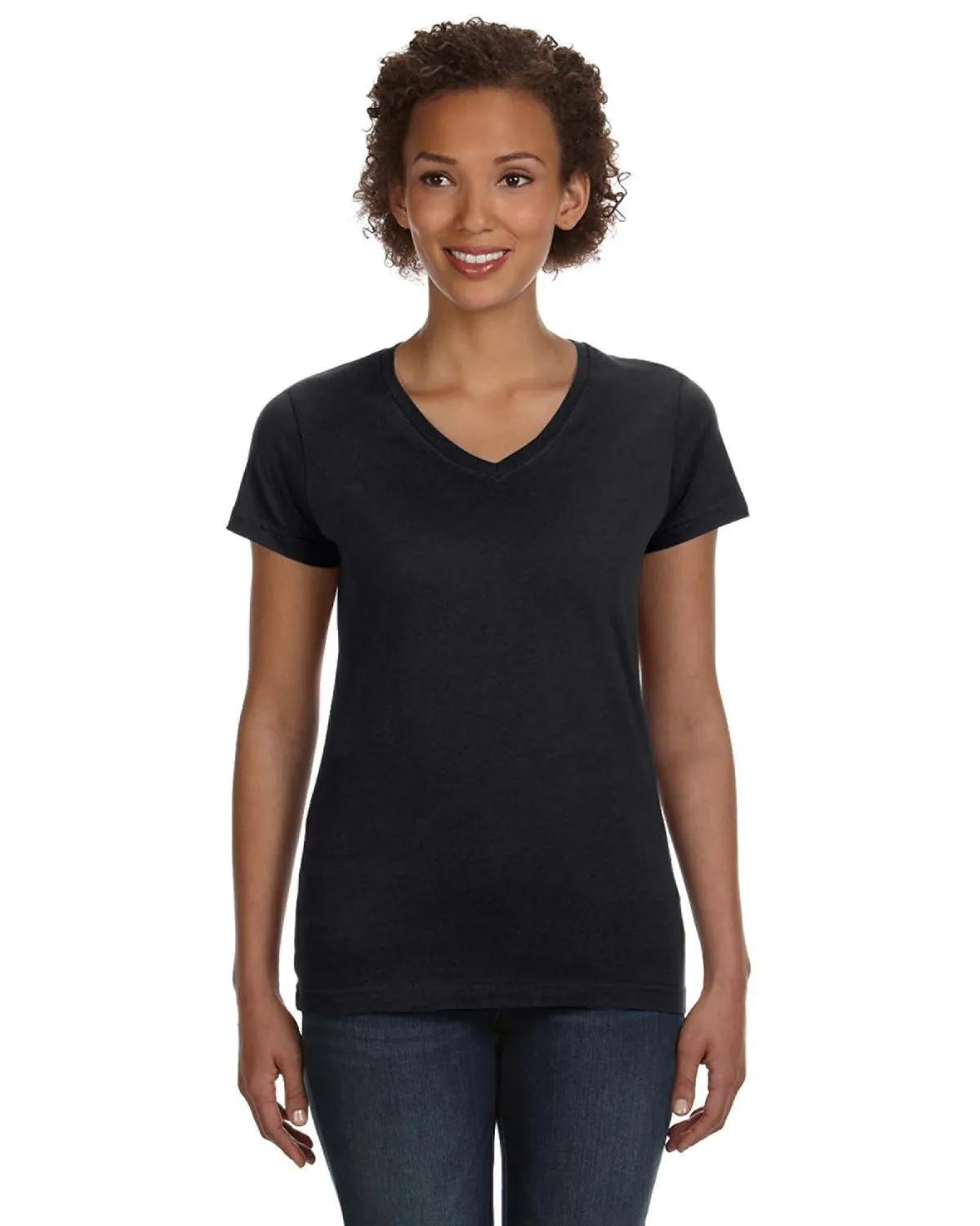 Ladies' V-Neck Fine Jersey T-Shirt 2 of 44