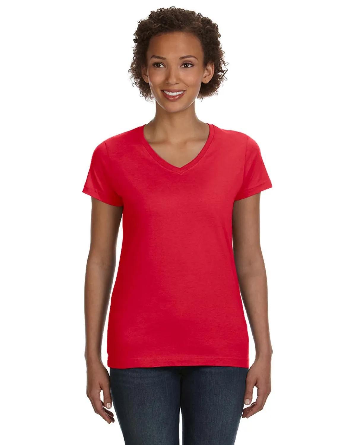 Ladies' V-Neck Fine Jersey T-Shirt 2 of 44