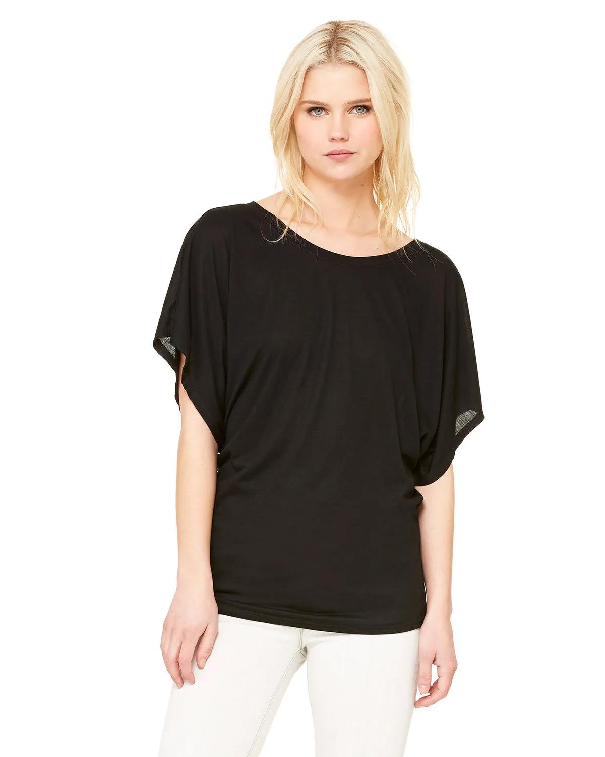 Ladies' Flowy Draped Sleeve Dolman T-Shirt 3 of 26