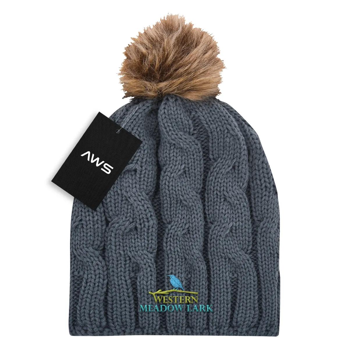 AWS Cameron Cable Knit Pom Beanie 2 of 3